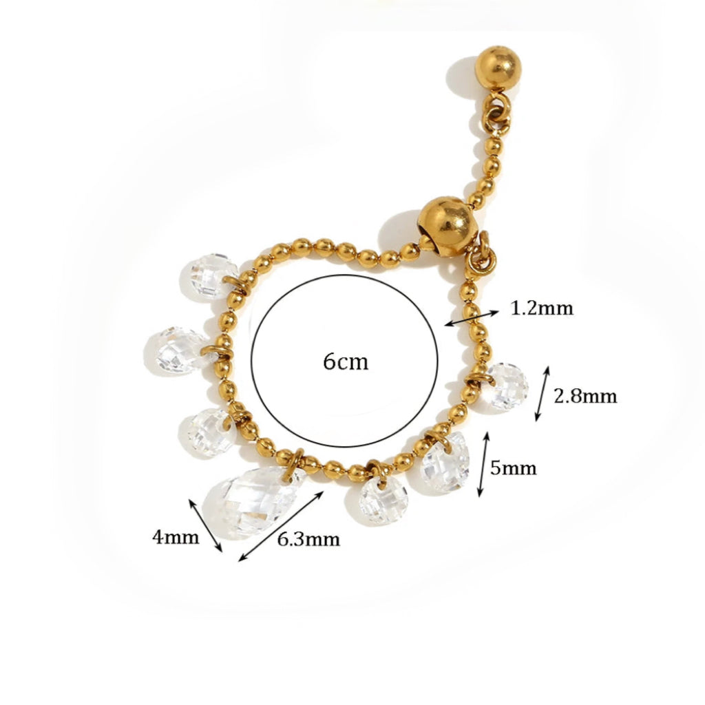 Adjustable Clear Teardrops Ring