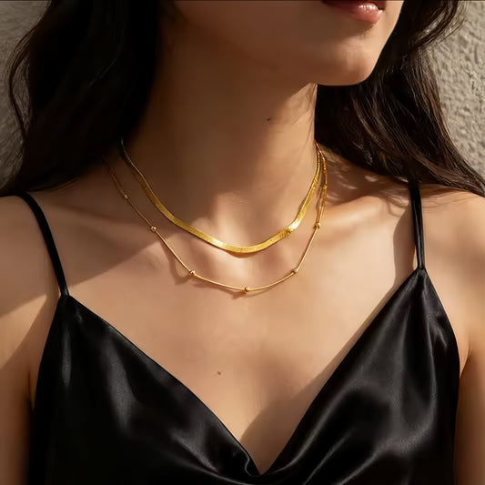 Multilayer Snake Chain Bead Necklace