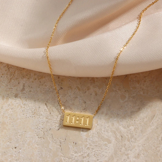 11:11 Rectangle Pendant Plate Necklace