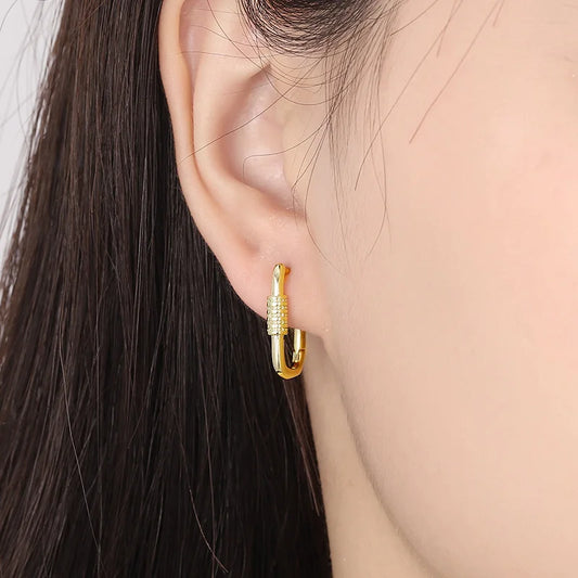 Geometric Oval Earrings