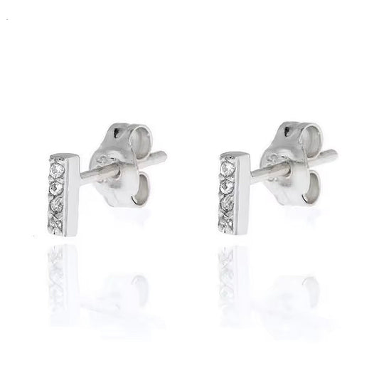 Flat Bar Embellished Stud Earrings