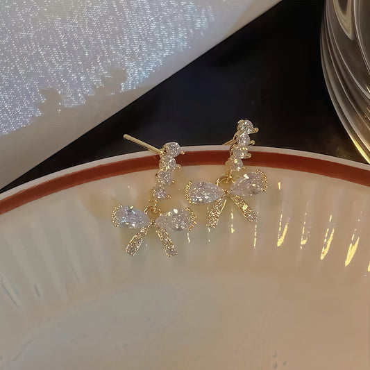 Diamanté Bow Stud Earrings