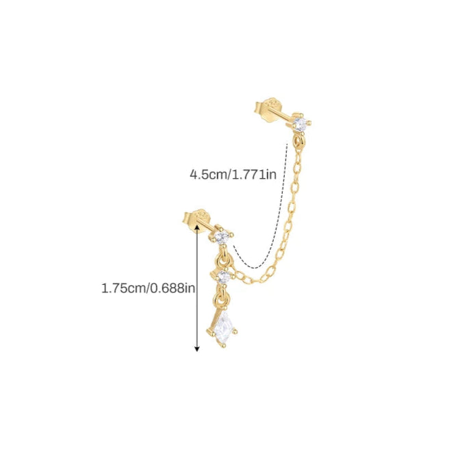 1PC Water Drop Two Stud Earrings