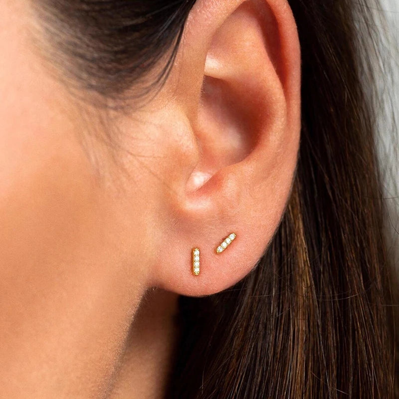 Flat Bar Embellished Stud Earrings