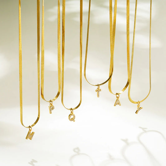 Tiny Letter Snake Chain Necklace