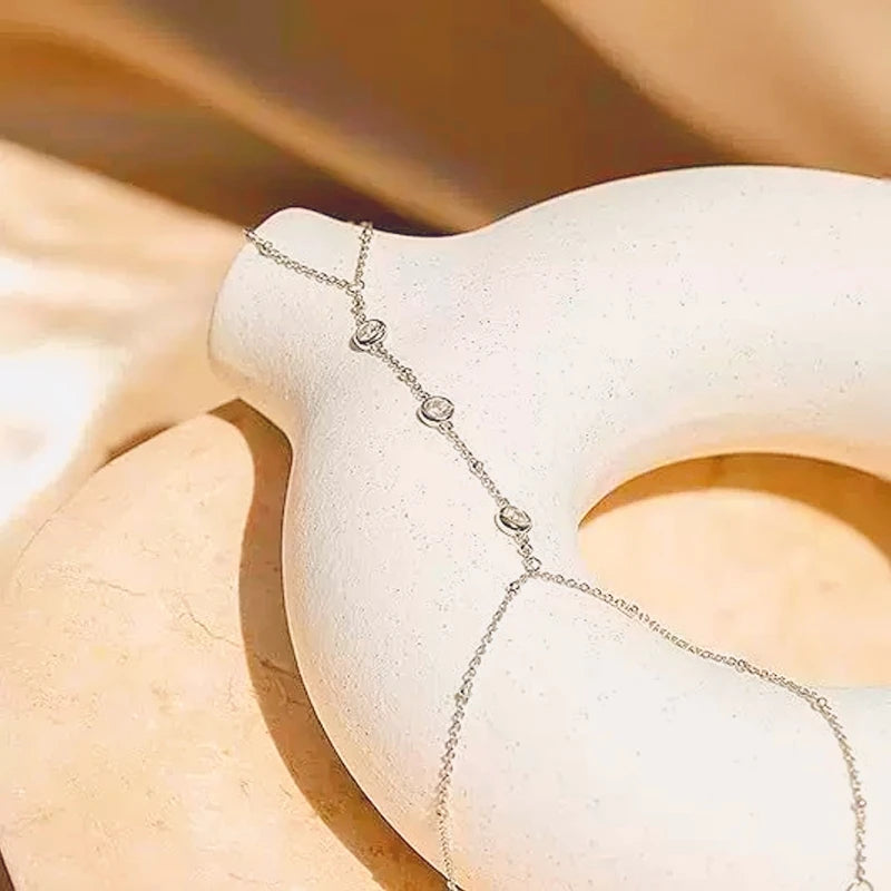 Three Circular Diamanté Hand Chain
