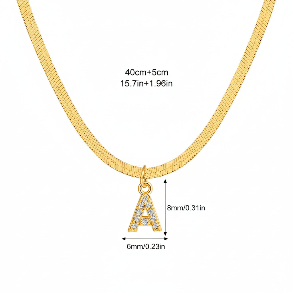 Tiny Letter Snake Chain Necklace