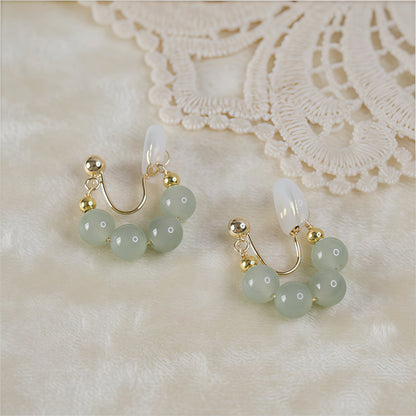 Irregular Jade Stud Or Clip-On Earrings