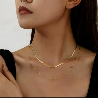 Multilayer Snake Chain Bead Necklace