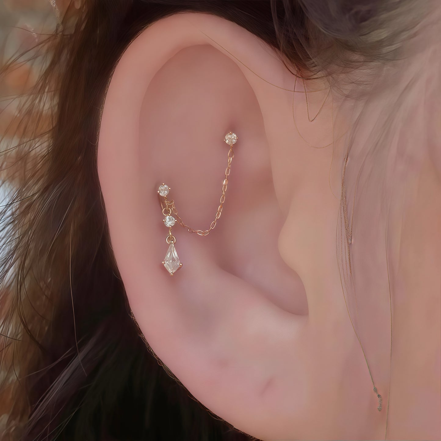 1PC Water Drop Two Stud Earrings