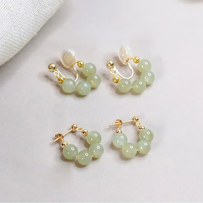 Irregular Jade Stud Or Clip-On Earrings