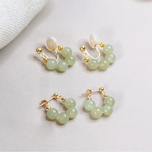 Irregular Jade Stud Or Clip-On Earrings