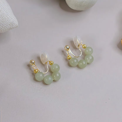 Irregular Jade Stud Or Clip-On Earrings