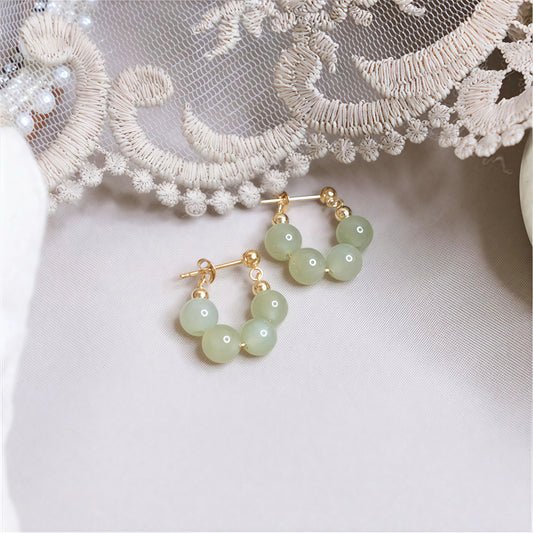 Irregular Jade Stud Or Clip-On Earrings