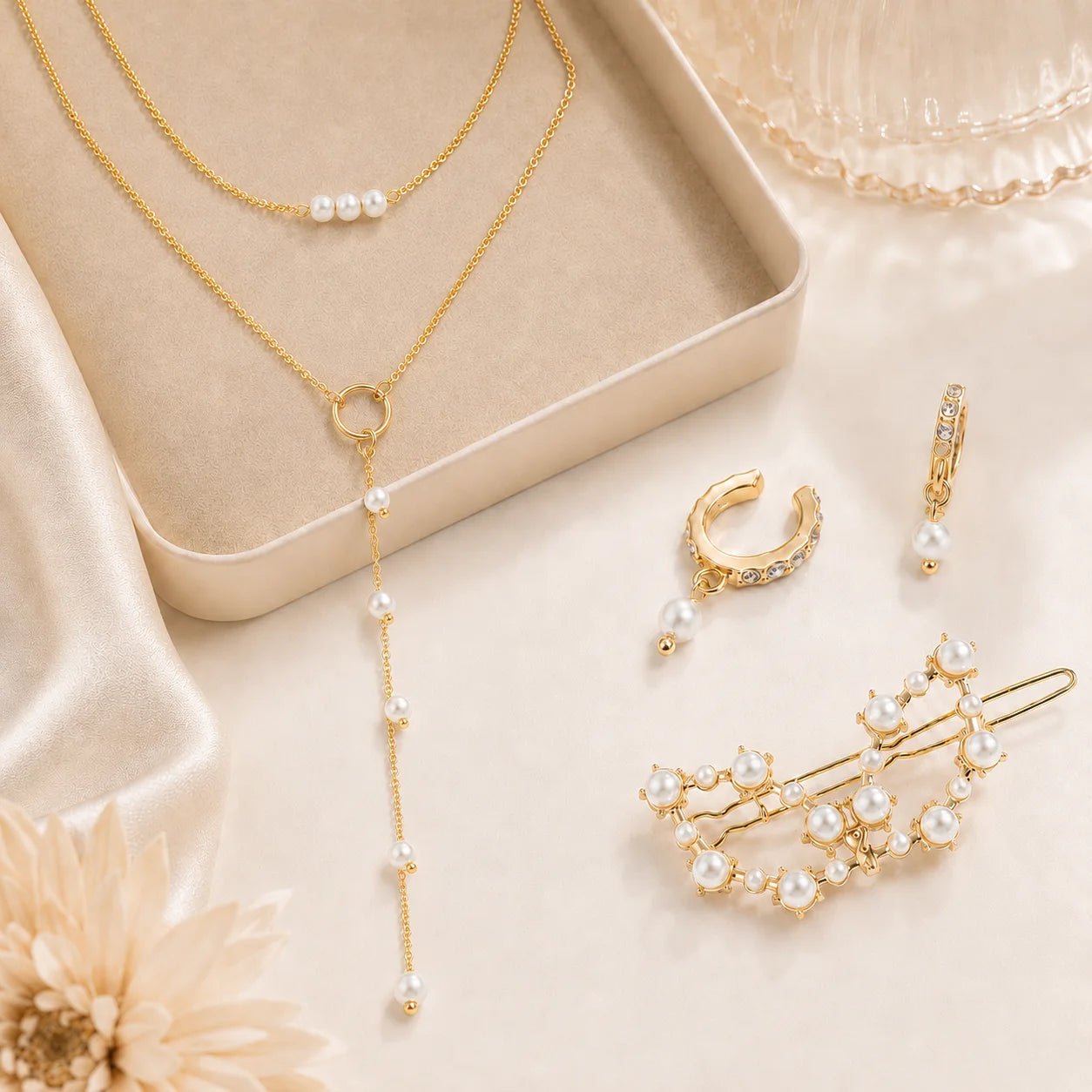 Elegant Pearl Jewellery Set