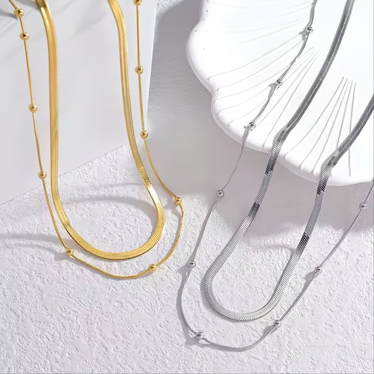 Multilayer Snake Chain Bead Necklace
