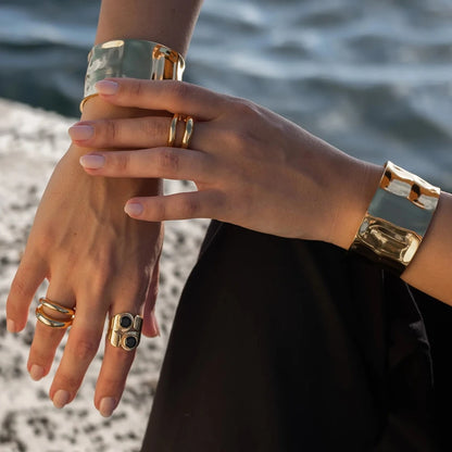 Textured Thick Cuff Bangle