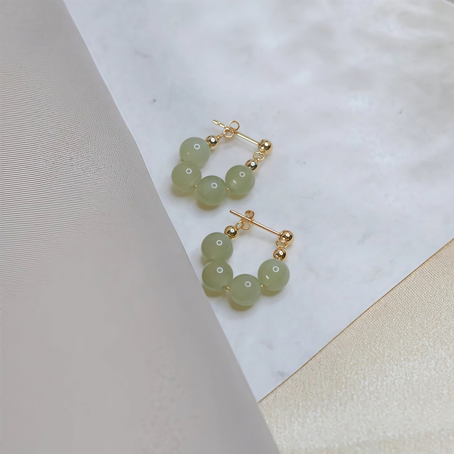 Irregular Jade Stud Or Clip-On Earrings