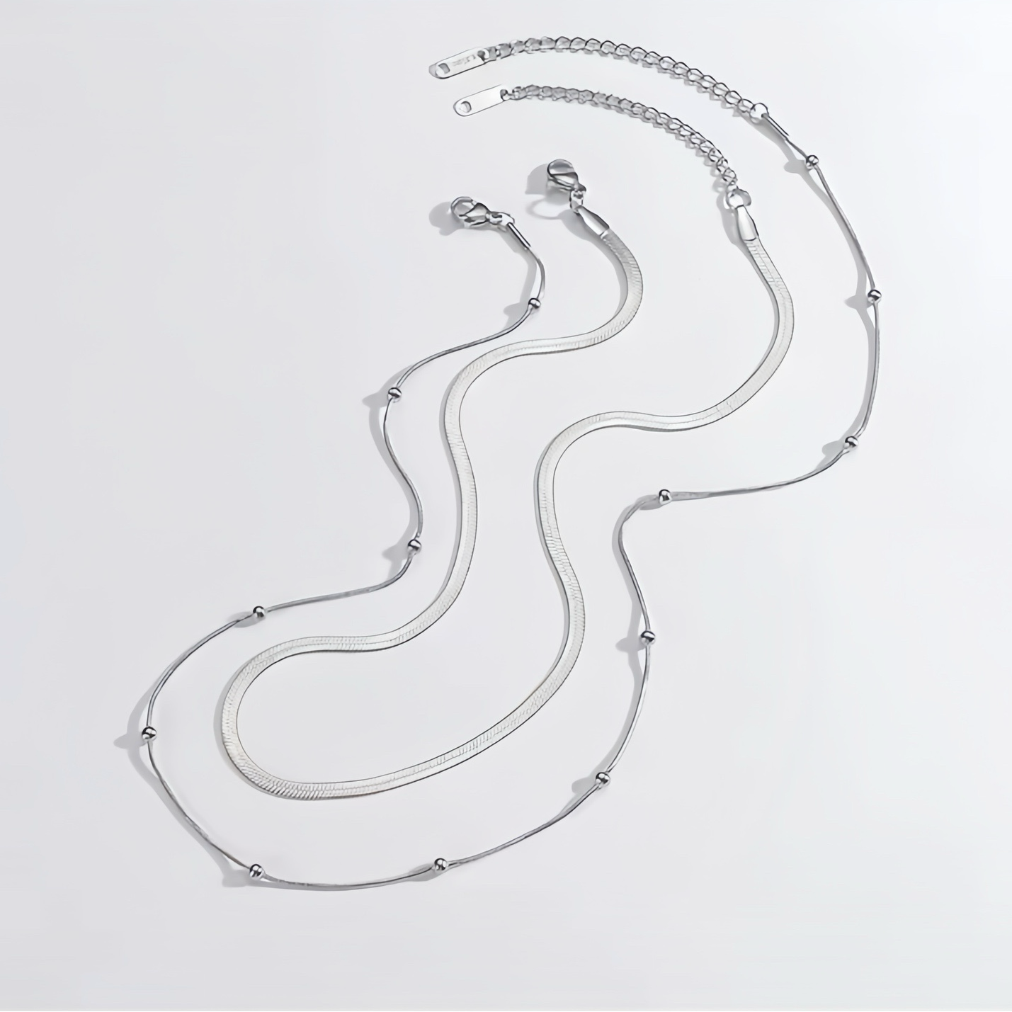 Multilayer Snake Chain Bead Necklace