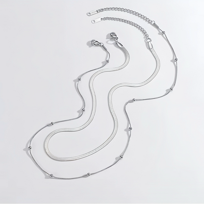 Multilayer Snake Chain Bead Necklace
