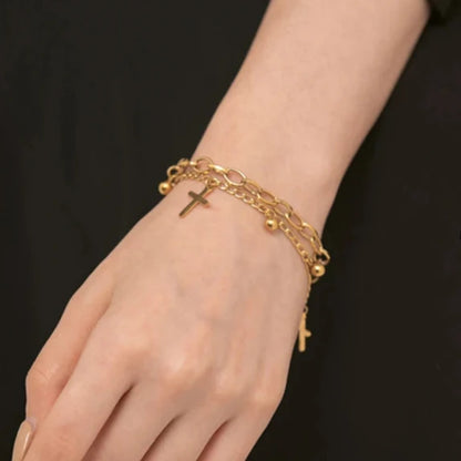 Multilayer Chain Cross Bracelet