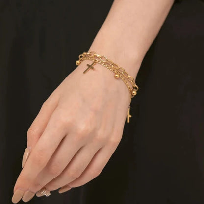 Multilayer Chain Cross Bracelet