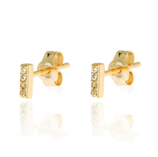 Flat Bar Embellished Stud Earrings