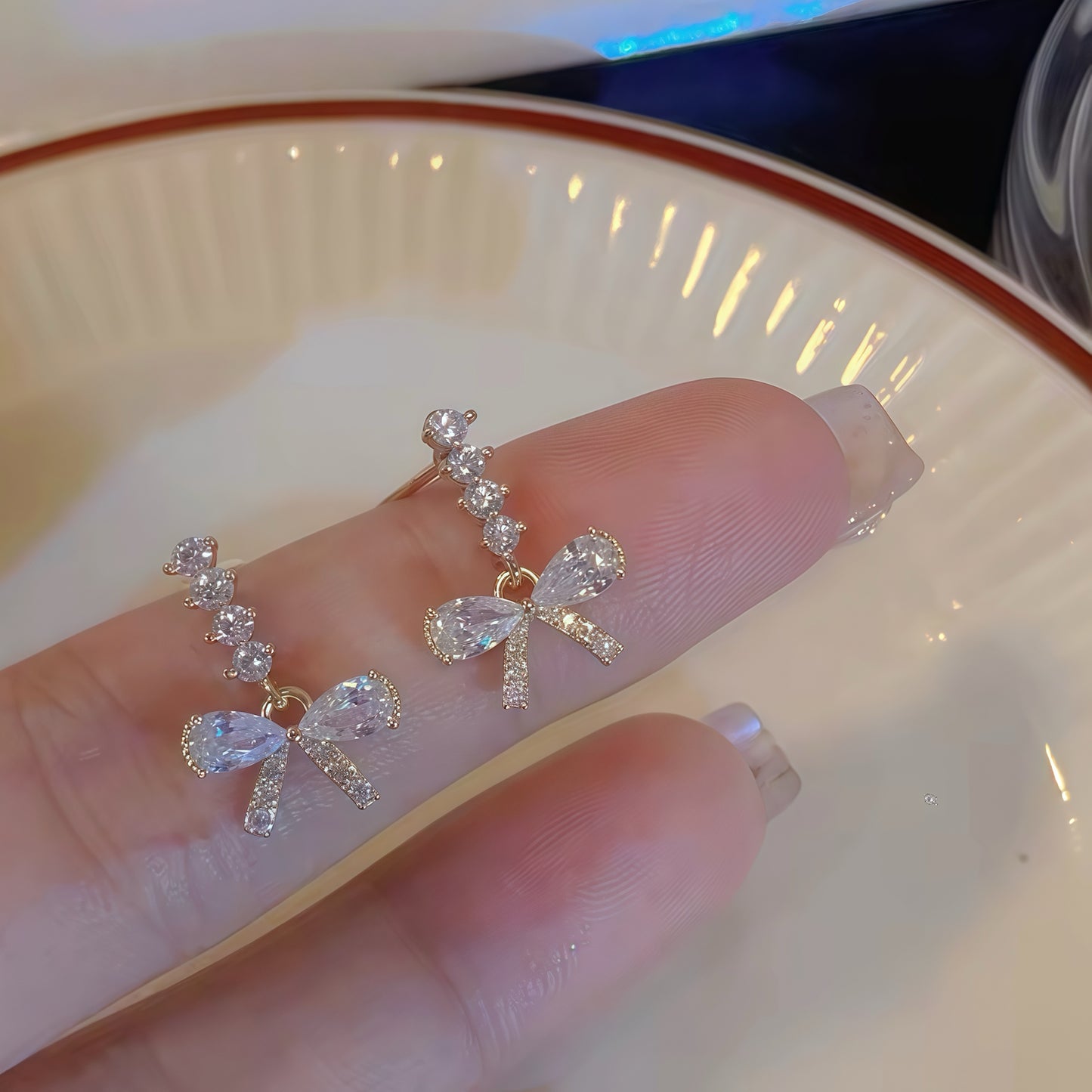 Diamanté Bow Stud Earrings