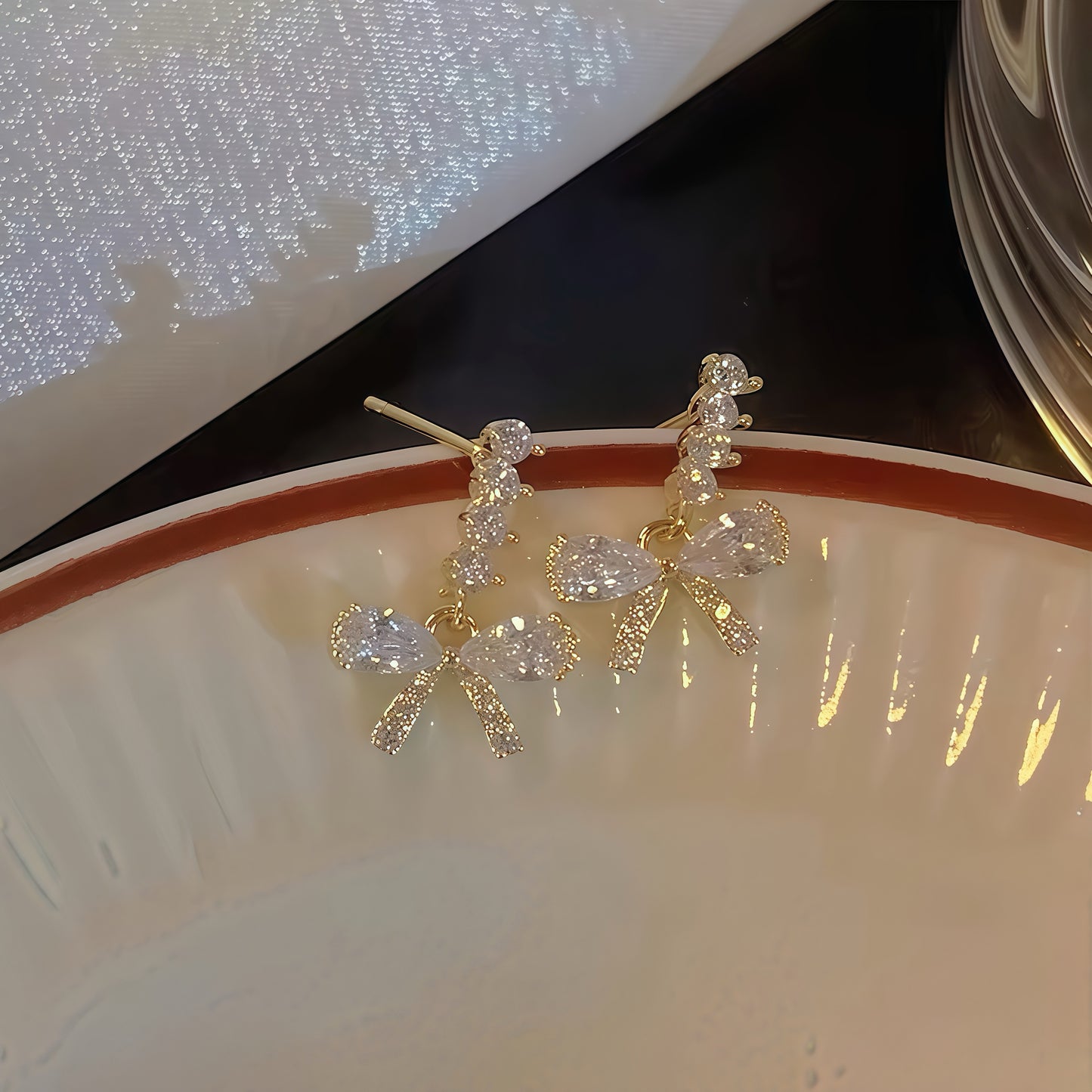 Diamanté Bow Stud Earrings