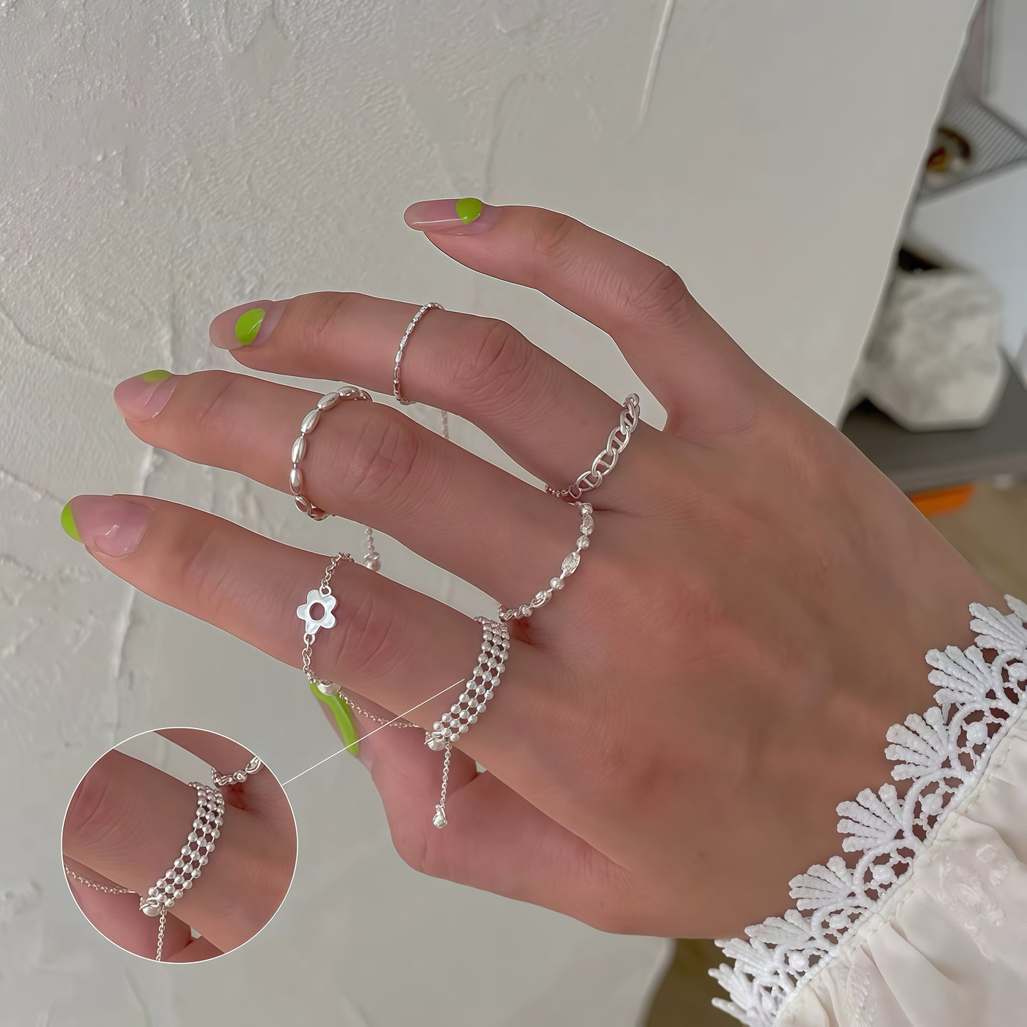 Multilayer Tassel Chain Adjustable Ring