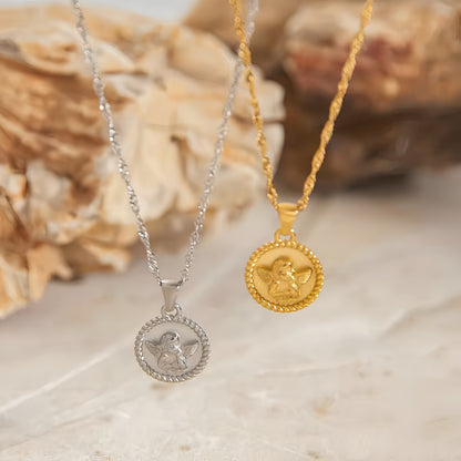 Angel Pendant Twist Chain Necklace