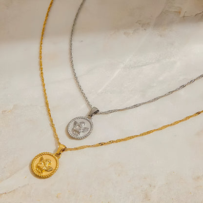 Angel Pendant Twist Chain Necklace