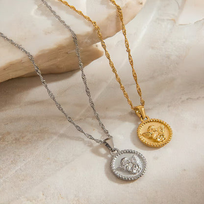 Angel Pendant Twist Chain Necklace