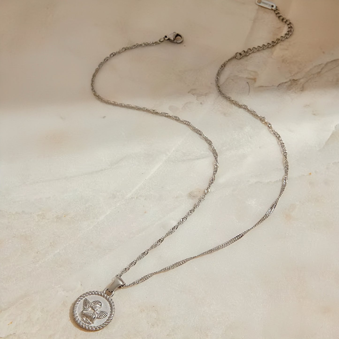 Angel Pendant Twist Chain Necklace