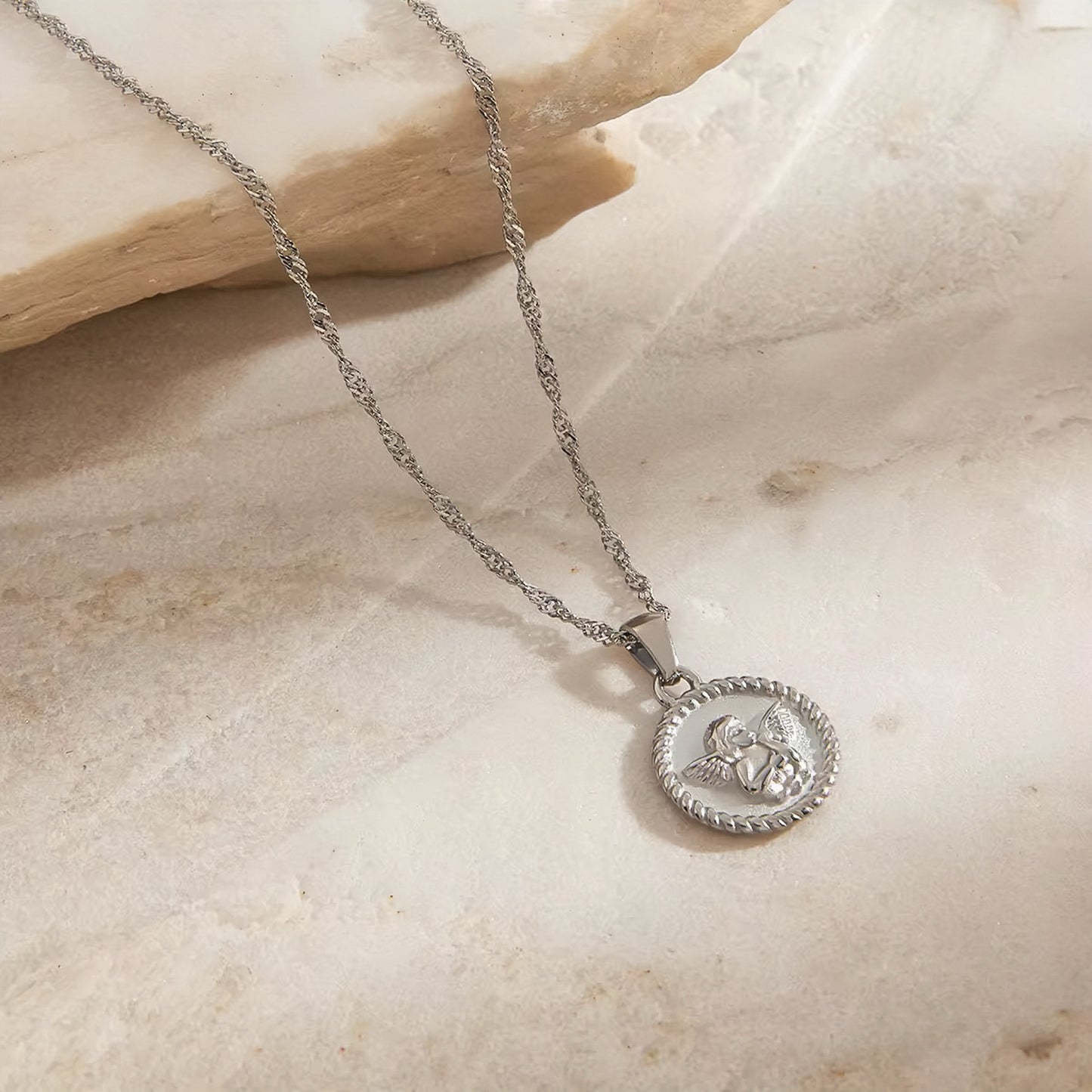 Angel Pendant Twist Chain Necklace