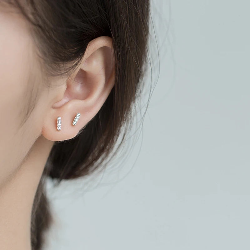 Flat Bar Embellished Stud Earrings