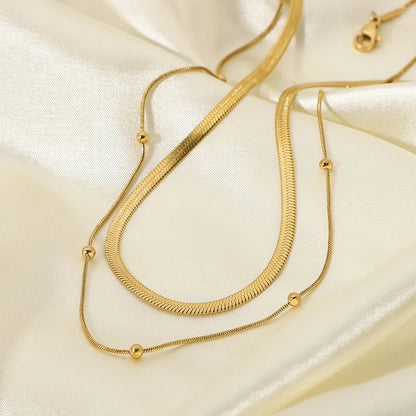 Multilayer Snake Chain Bead Necklace