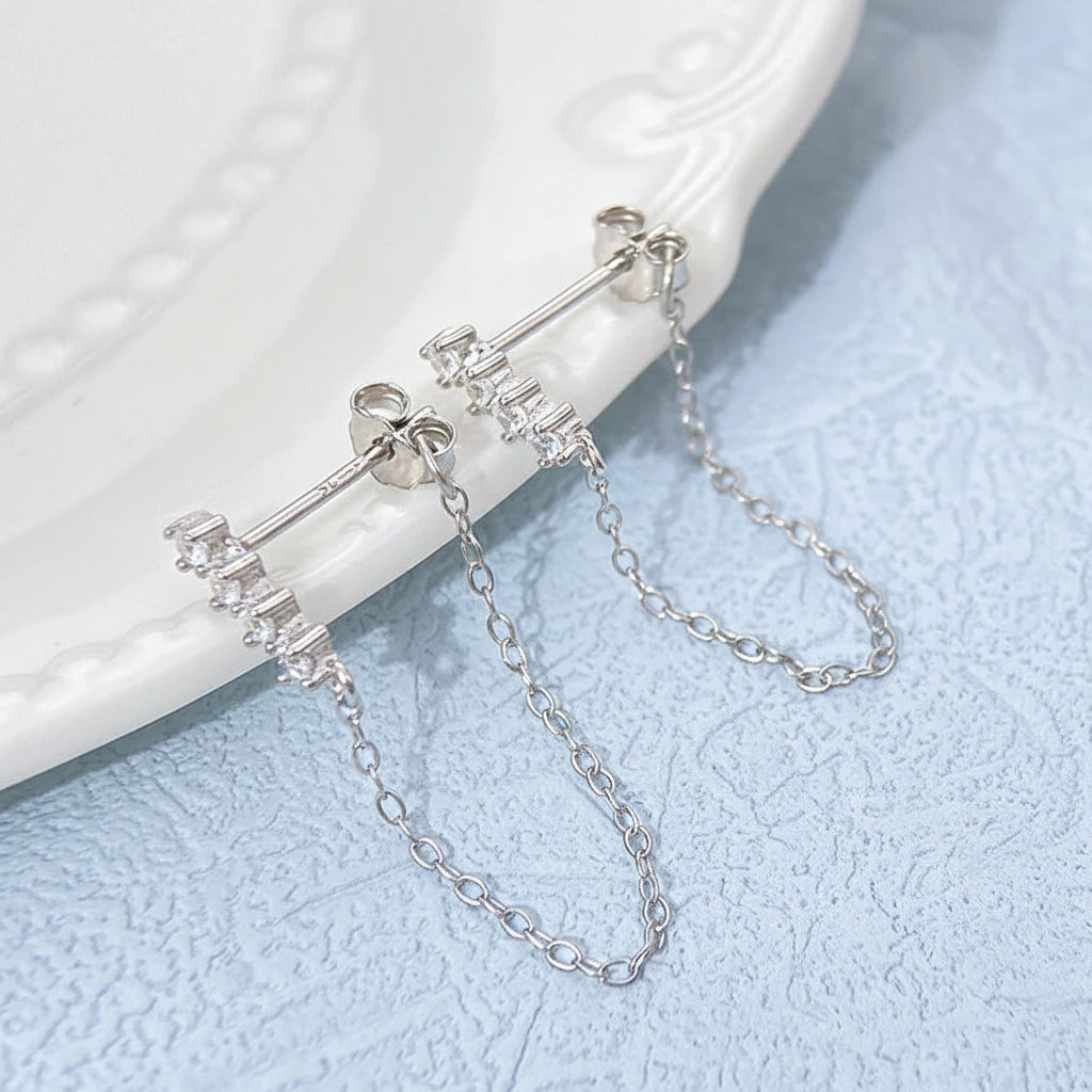 Diamanté Chain Drop Earrings