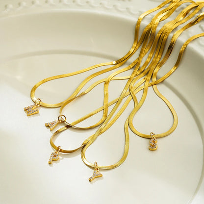 Tiny Letter Snake Chain Necklace