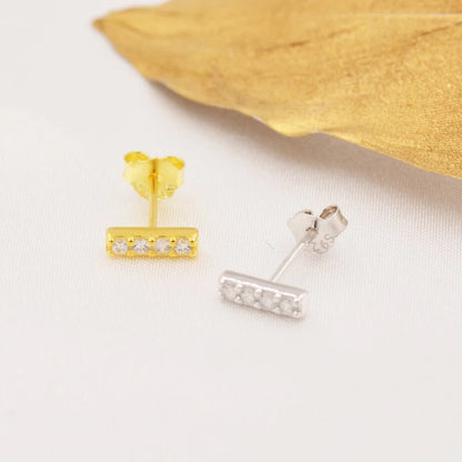 Flat Bar Embellished Stud Earrings