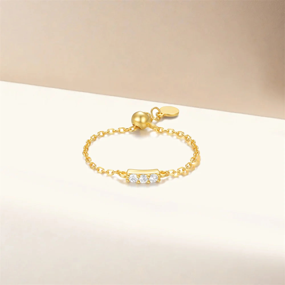 Cubic Fine Chain Adjustable Ring