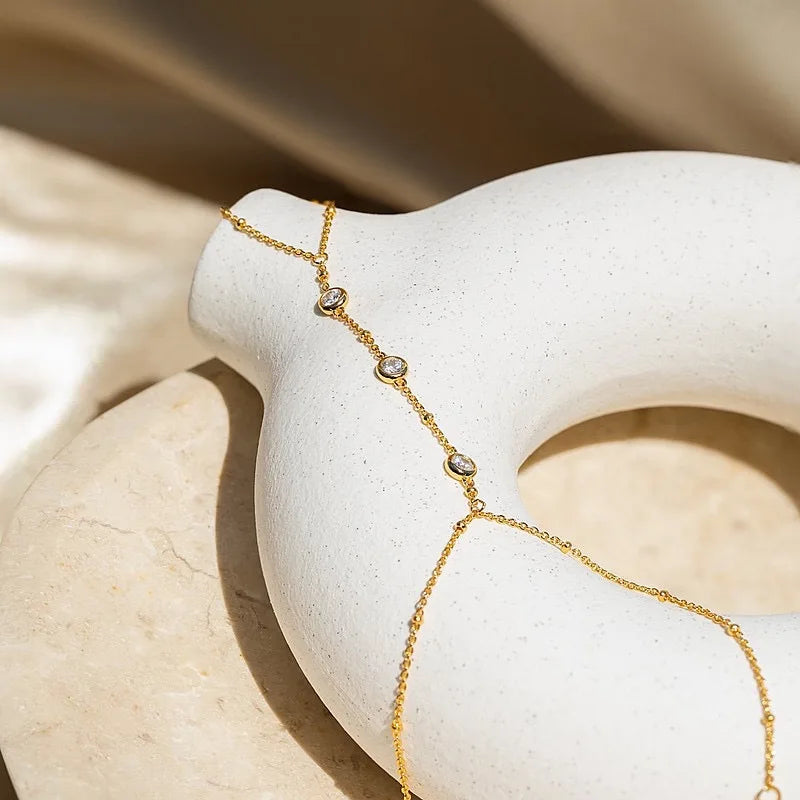 Three Circular Diamanté Hand Chain