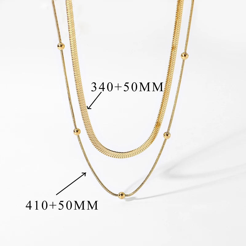 Multilayer Snake Chain Bead Necklace