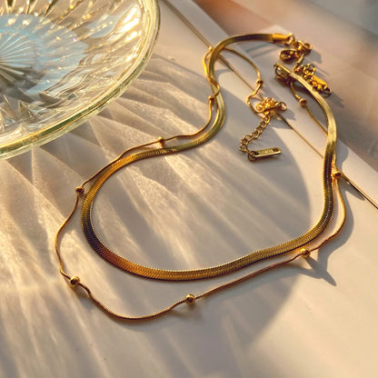 Multilayer Snake Chain Bead Necklace
