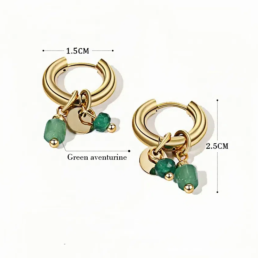 Jade Green Stone Charms Earrings