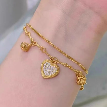 Layered Heart Bell Charms Bracelet