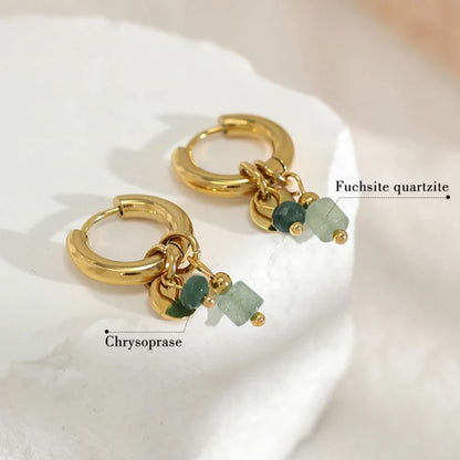 Jade Green Stone Charms Earrings