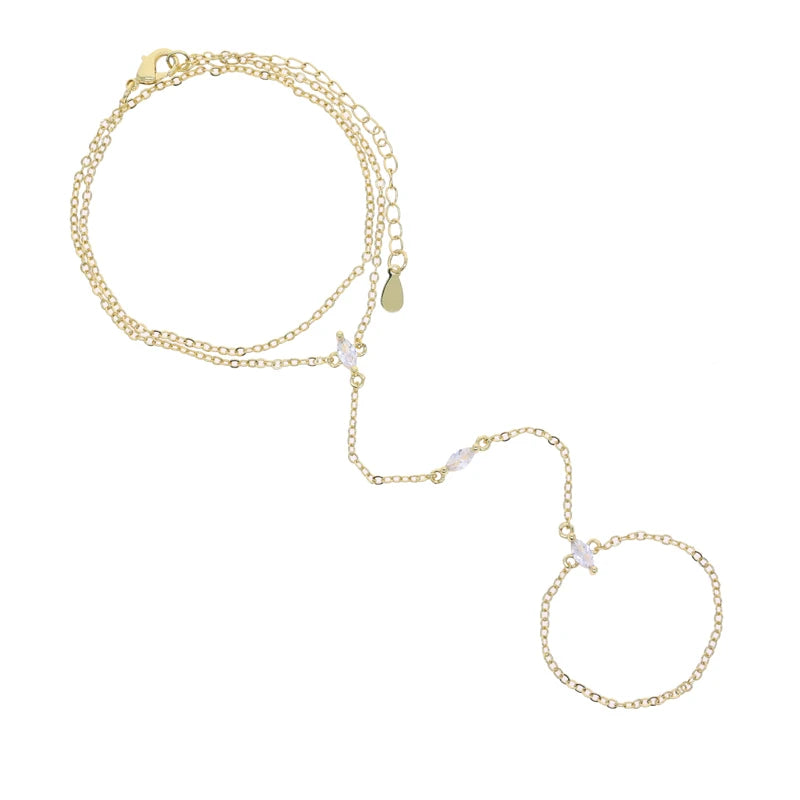 Three Marquise Diamanté Hand Chain