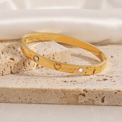 Heart Print With Stones Bangle