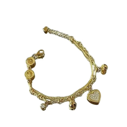 Layered Heart Bell Charms Bracelet